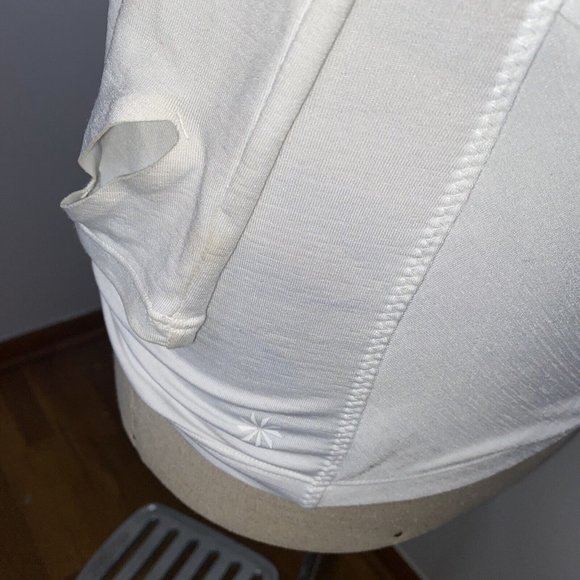 Athleta Womens Shirt Sz S White 1/4 Zip Neck Top Ruched Athletic Long Sleeve - Picture 6 of 9